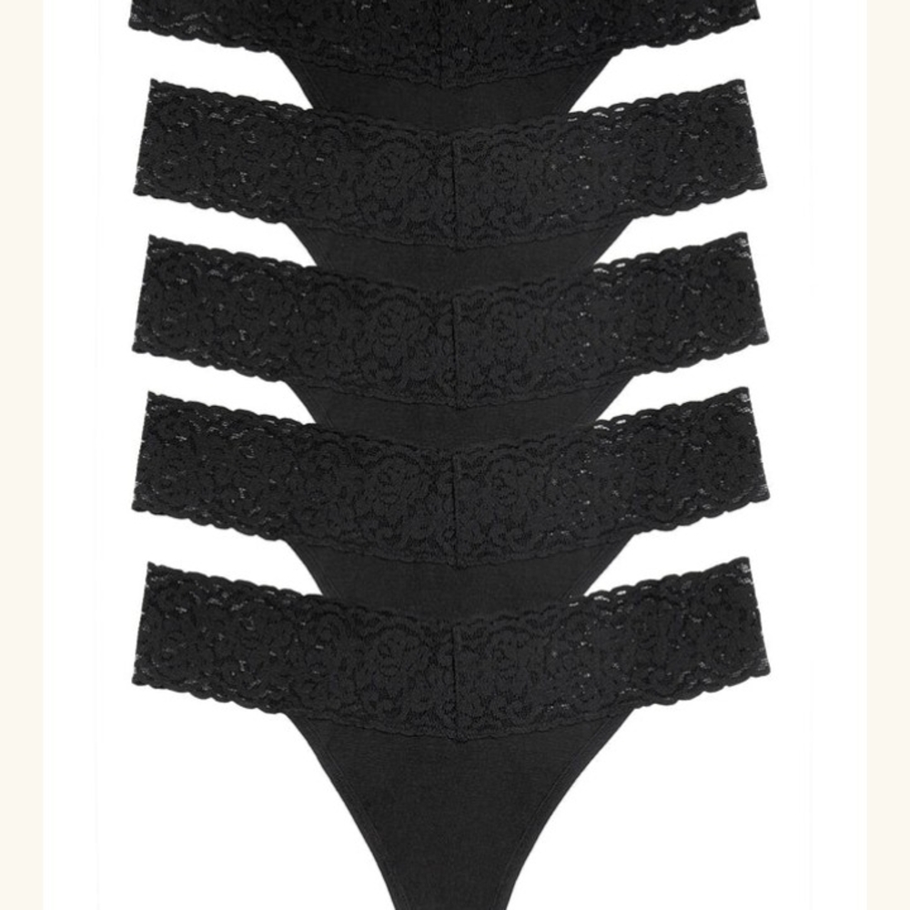 NWT! 5 Pack Black Lace Thong Panties